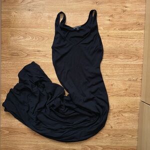 James Perse Black Sheath Maxi Dress Sleeveless V Neck
